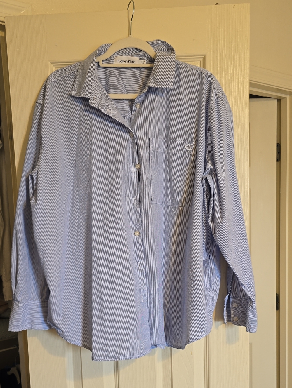 Calvin Klein Men’s Light Blue Striped Dress Shirt